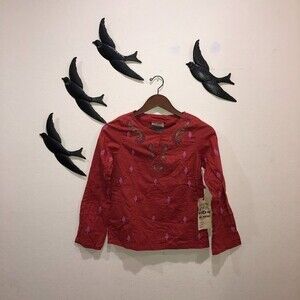 NEW!  Da-nang Long Sleeve Embroidered Cotton Top - Size  Large